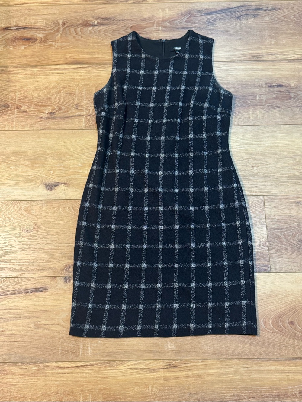 Premise Black Plaid Sleeveless Midi Dress